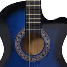 Greatstore Akustična kitara s 6 strunami modra in črna 38"