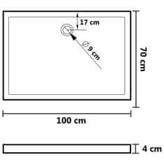 Vidaxl Tuš kad s pikami bela 70x100x4 cm ABS