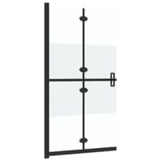 Vidaxl Zložljiva pregrada za tuš delno mlečno ESG steklo 80x190 cm