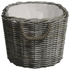 Vidaxl Košara za drva z ročaji za prenašanje 59x42x28 cm siva vrba