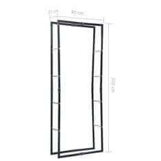 Vidaxl Stojalo za drva črno 80x25x200 cm jeklo