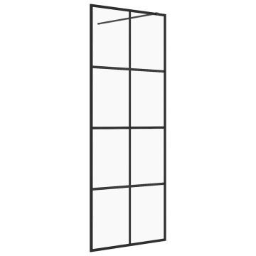 Vidaxl Pregrada za tuš s prozornim ESG steklom 80x195 cm črna