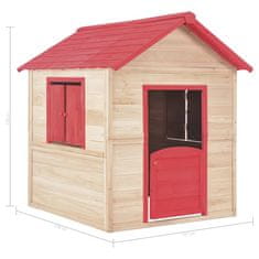 Vidaxl Otroška igralna hišica iz lesa jelke rdeča