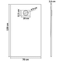 Greatstore Kad za tuš SMC rjava 120x70 cm