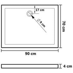 Vidaxl Tuš kad s pikami bela 90x70x4 cm ABS