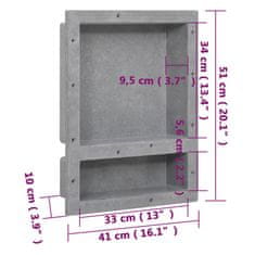 Vidaxl Niša za tuš kabino z 2 predelkoma mat siva 41x51x10 cm