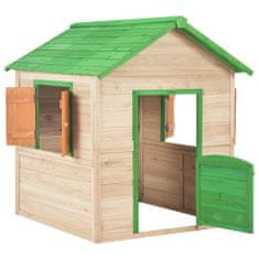Greatstore Otroška igralna hišica iz lesa jelke zelena