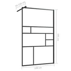 Vidaxl Pregrada za tuš s prozornim ESG steklom 100x195 cm črna