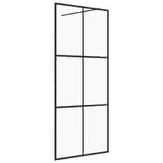Vidaxl Pregrada za tuš s prozornim ESG steklom 80x195 cm črna