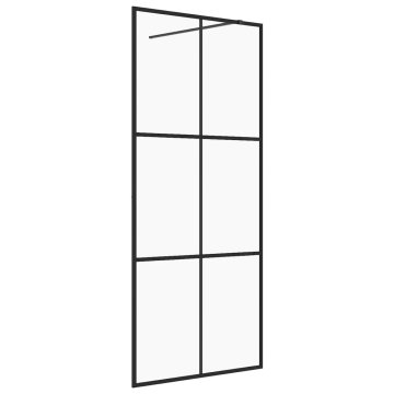 Vidaxl Pregrada za tuš s prozornim ESG steklom 90x195 cm črna