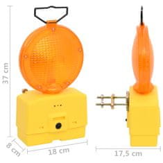 Vidaxl Opozorilne luči za gradbišče 2 kosa z baterijami 18x8x37 cm