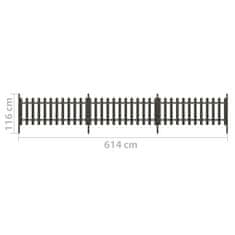 Vidaxl Ograja s stebrički 3 kosi WPC 614x80 cm