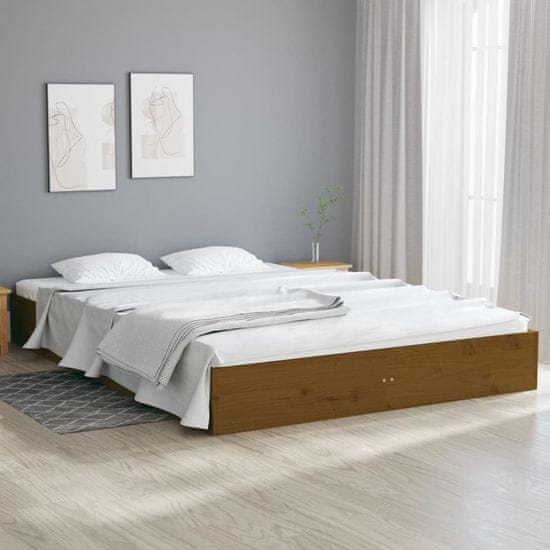 shumee Okvir za posteljo, medeno rjava, masivni les, 200 x 200 cm