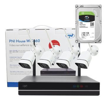 PNI House WiFi660 NVR 8-kanalni, 4 zunanje brezžične kamere,3Mpx, P2P, IP66, 1TB disk