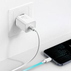 BASEUS Hitro polnilnik za iPhone Super Si 1C 20 W Power Delivery + kabel USB-C – Lightning 1 m, bel