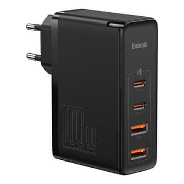 BASEUS Hitri omrežni polnilnik GaN2 Pro USB USB-C QC PD 100 W, črn