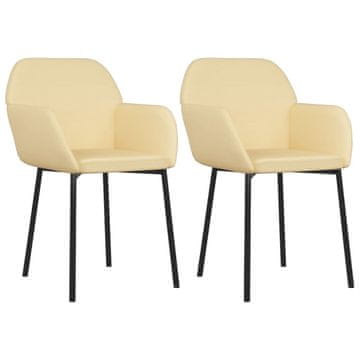 Vidaxl Jedilni stoli 2 kosa krem žamet