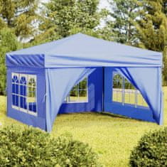 Greatstore Zložljiv vrtni šotor s stranicami moder 3x3 m