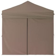 Vidaxl Zložljiv vrtni šotor s stranicami taupe 2x2 m
