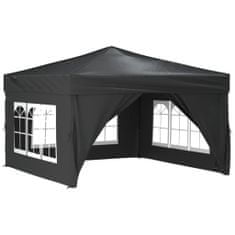 shumee Zložljiv vrtni šotor s stranicami antracit 3x3 m