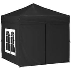 shumee Zložljiv vrtni šotor s stranicami črn 2x2 m