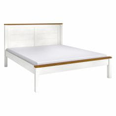 eoshop Masivna borova postelja TOPAZIO 180x200 cm, bela lakirana, z vzglavjem