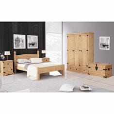 eoshop Voskan borov masivni posteljni okvir CORONA 140x200 cm, medeno rjav