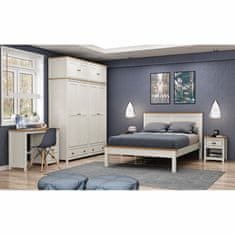 eoshop Postelja TOPAZIO 140x200 cm, masivni bor, bel lak, z vzglavjem