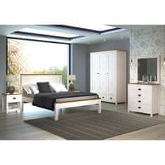 eoshop Postelja TOPAZIO 140x200 cm, masivni bor, bel lak, z vzglavjem