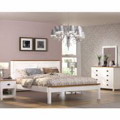 eoshop Masivna borova postelja TOPAZIO 180x200 cm, bela lakirana, z vzglavjem
