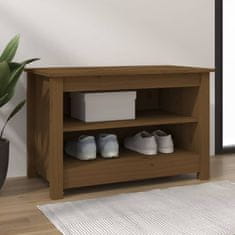 Vidaxl Klop za čevlje medeno rjava 70x38x45,5 cm trdna borovina