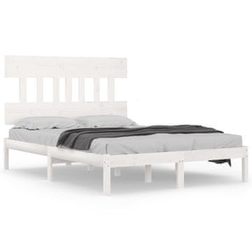 Vidaxl Posteljni okvir bel iz trdnega lesa 200x200 cm