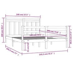 Vidaxl Posteljni okvir iz trdnega lesa 140x190 cm