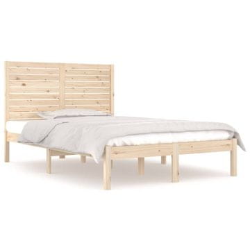 Vidaxl Posteljni okvir iz trdnega lesa 135x190 cm