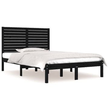 Vidaxl Posteljni okvir črn iz trdnega lesa 140x190 cm