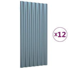 Vidaxl Strešne plošče 12 kosov cinkano jeklo sive 80x36 cm