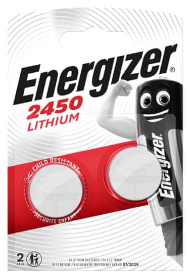 Energizer CR2450 Lithium baterija, 2 kosa