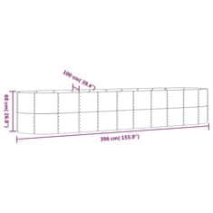 Vidaxl Visoka greda iz cinkanega jekla 396x100x68 cm rjava