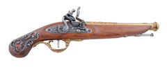 Bashan Angleška flintlock pištola - dolžina 38.1cm; širina 12.7cm, višina 5.1cm; 590g