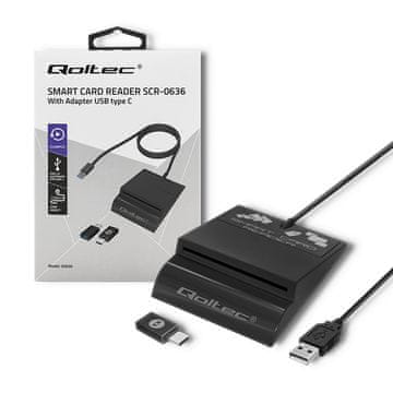 shumee Čitalnik pametnih osebnih izkaznic Qoltec SCR-0636 | USB 2.0 + USB-C adapter