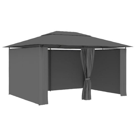 Vidaxl Vrtni gazebo z zavesami 4 x 3 m antracit