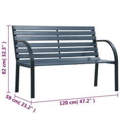 Vidaxl Vrtna klop 120 cm siva lesena