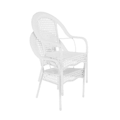 eoshop Vrtna garnitura KOVEN (miza + 4 stoli), bel umetni ratan, kaljeno steklo 80 cm