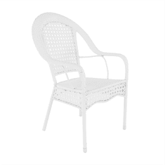 eoshop Vrtna garnitura KOVEN (miza + 4 stoli), bel umetni ratan, kaljeno steklo 80 cm