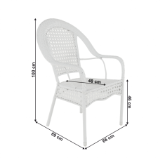 eoshop Vrtna garnitura KOVEN (miza + 4 stoli), bel umetni ratan, kaljeno steklo 80 cm