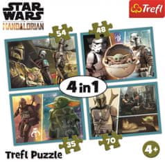 Trefl Puzzle Vojna zvezd - Mandalorian in njegov svet 4v1 (35,48,54,70 kosov)