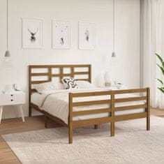 Greatstore Okvir za posteljo, medeno rjava, masivni les, 120x190 cm, dvojni