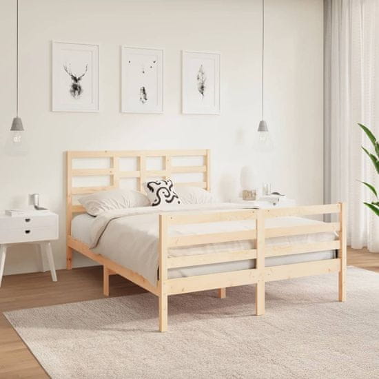 Vidaxl Posteljni okvir iz trdnega lesa 140x190 cm