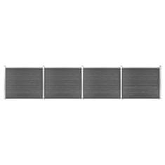 Greatstore Komplet ograjnih panelov WPC 699x146 cm črn