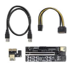 Qoltec Riser PCI-E 1x - 16x | USB 3.0 | razl. 018 | SATA/ PCI-E 6-pinski